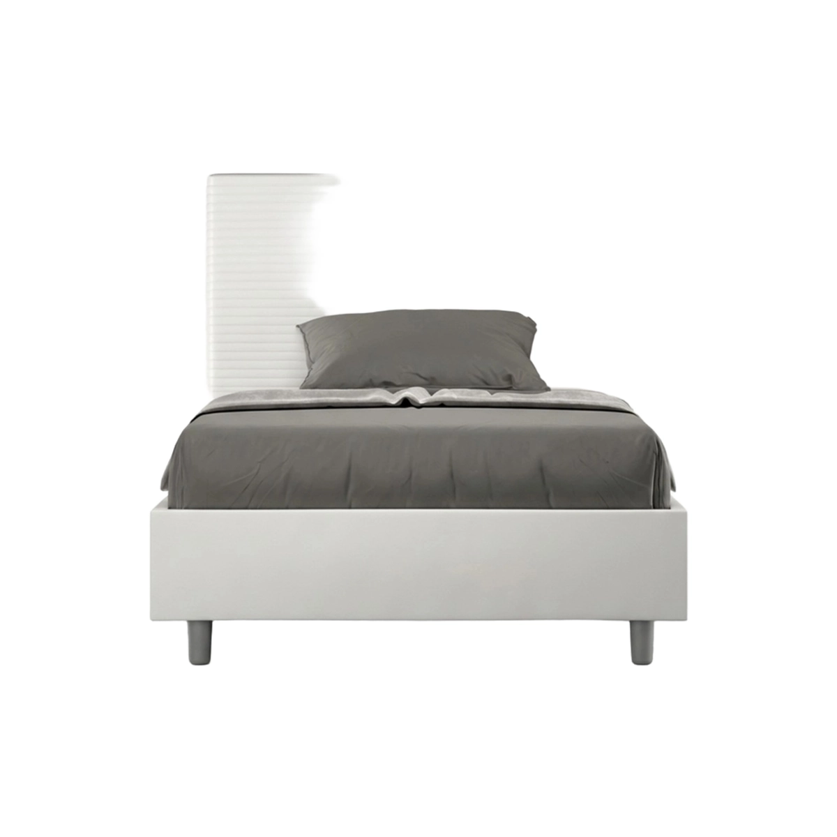 Small double storage bed 120x190 faux leather Focus P — 1