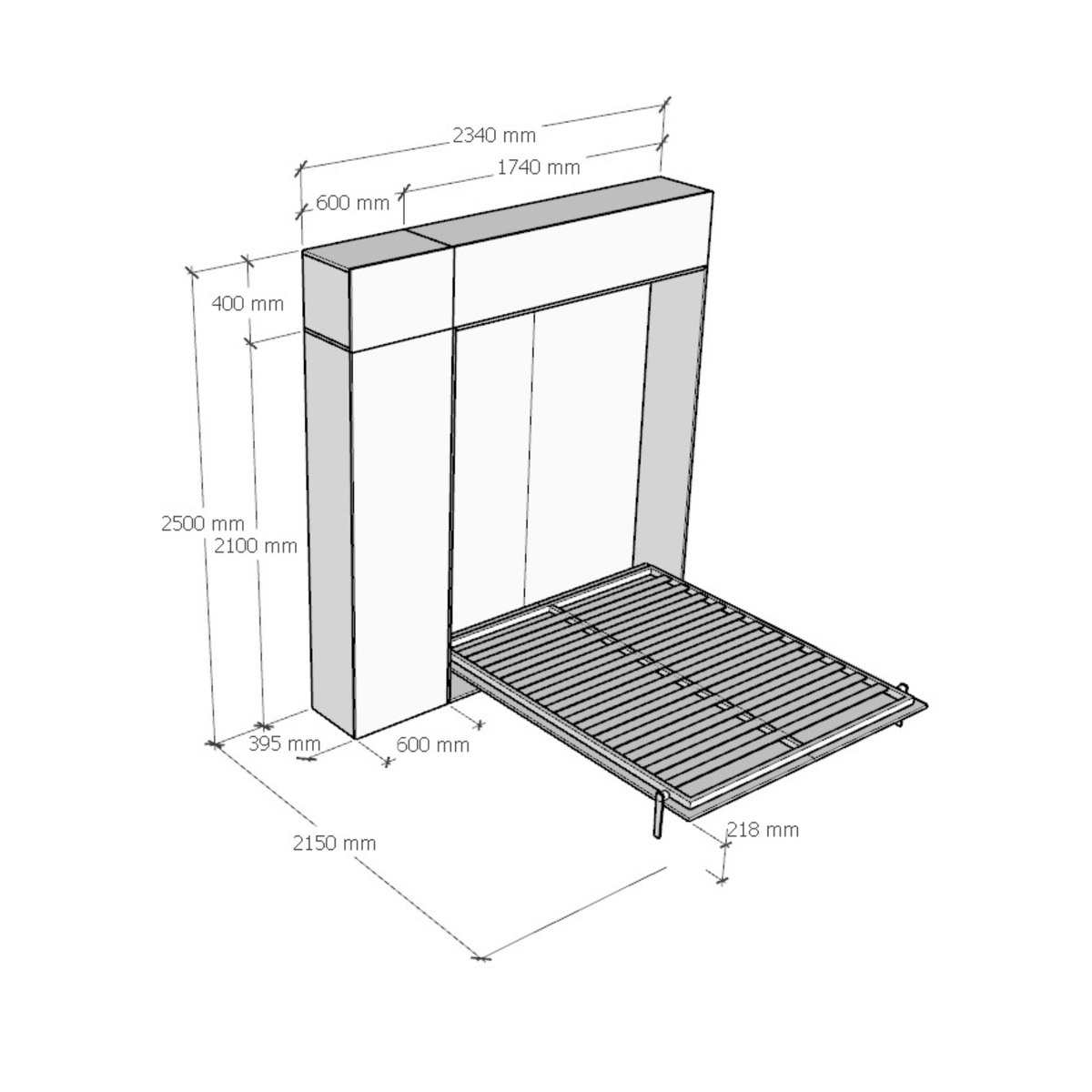 Kentaro Foldaway Double Bed 160x190 cm with Column and Wall Units Itamoby — 4
