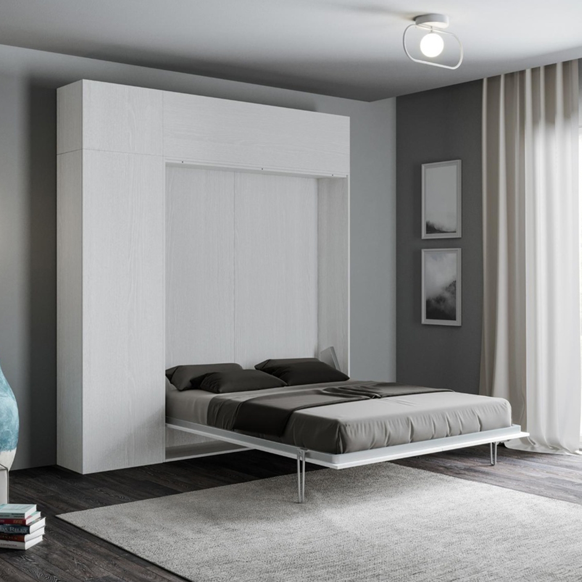 Kentaro Foldaway Double Bed 160x190 cm with Column and Wall Units Itamoby — 2