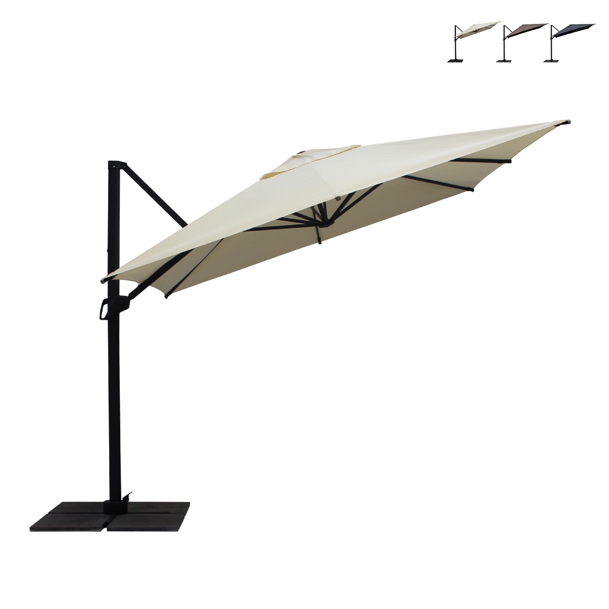 Cantilever Garden Parasol 3x3 Retractable Aluminium Antibes ART 448Q — 1