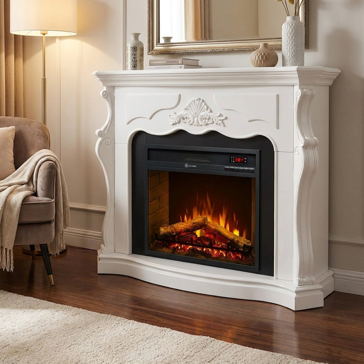 Freestanding electric fireplace with remote control Parigi — 2