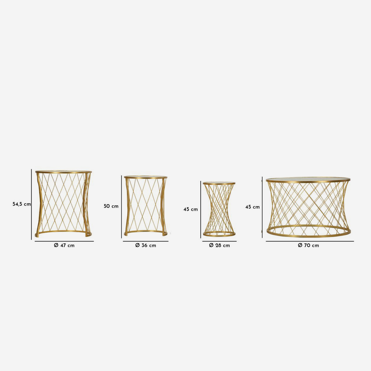 Noah Set of 4 Round Metal and Glass Coffee Tables — 5