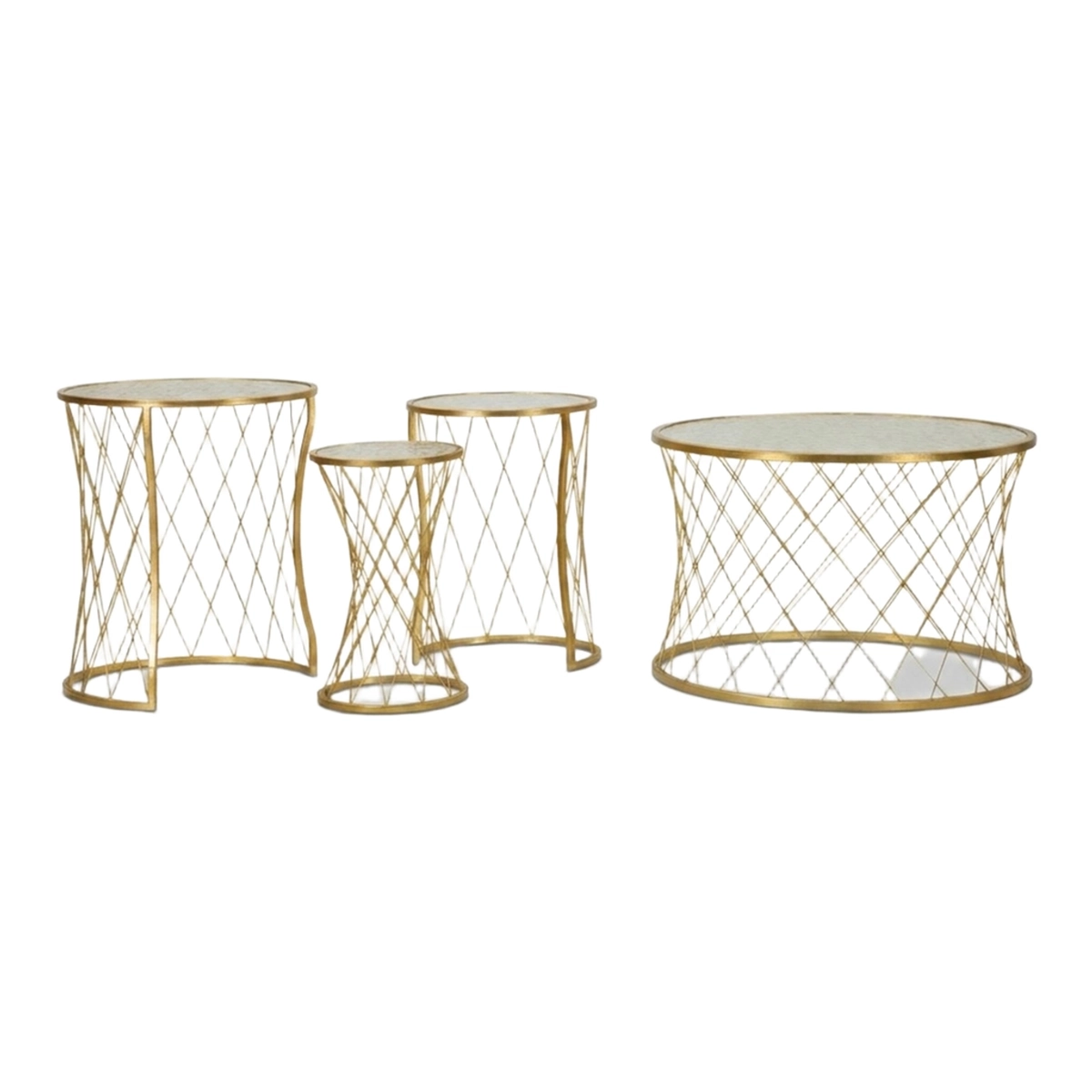 Noah Set of 4 Round Metal and Glass Coffee Tables — 1