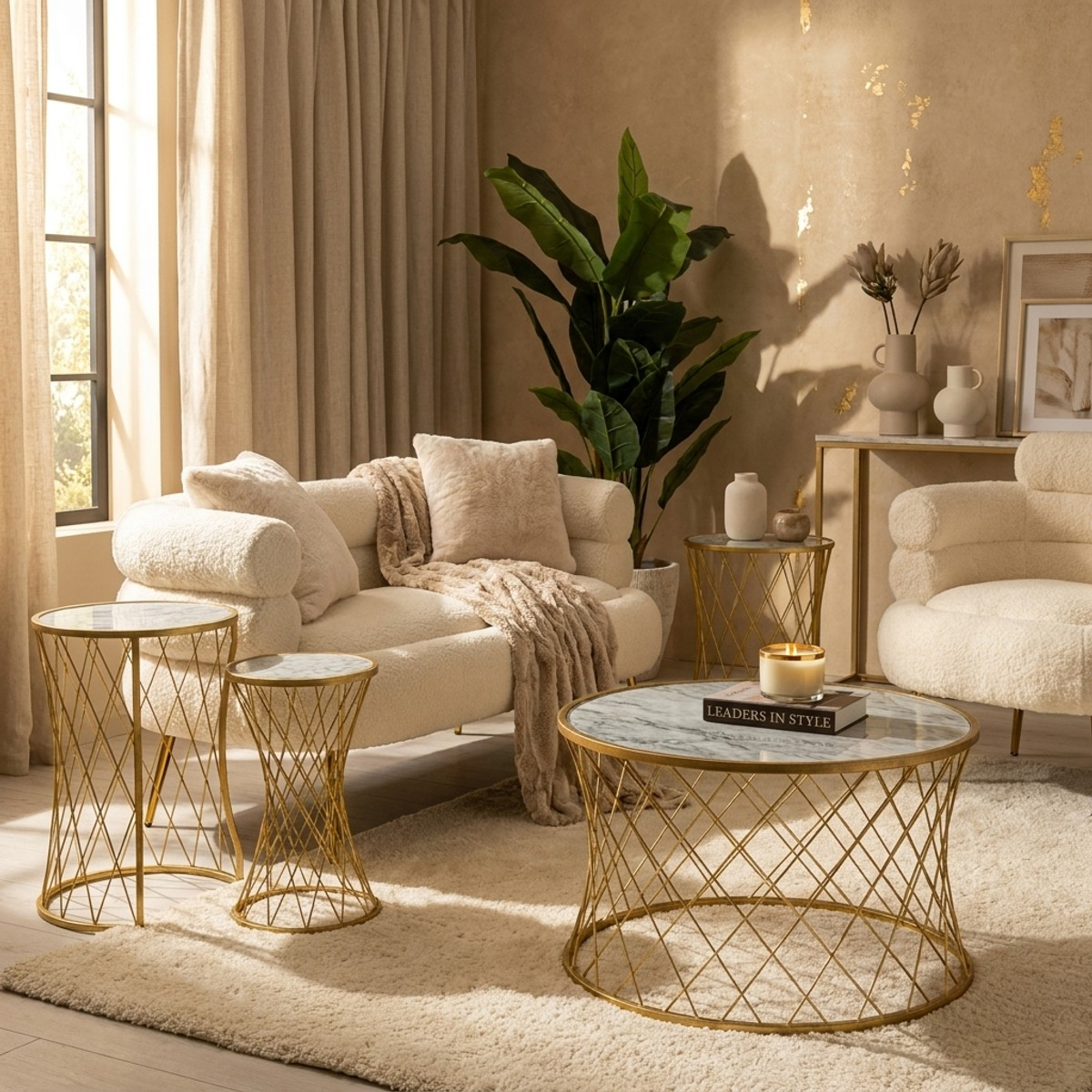 Noah Set of 4 Round Metal and Glass Coffee Tables — 2