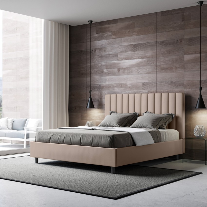 Double Storage Bed 160x190 Modern Faux Leather Agueda M — 2