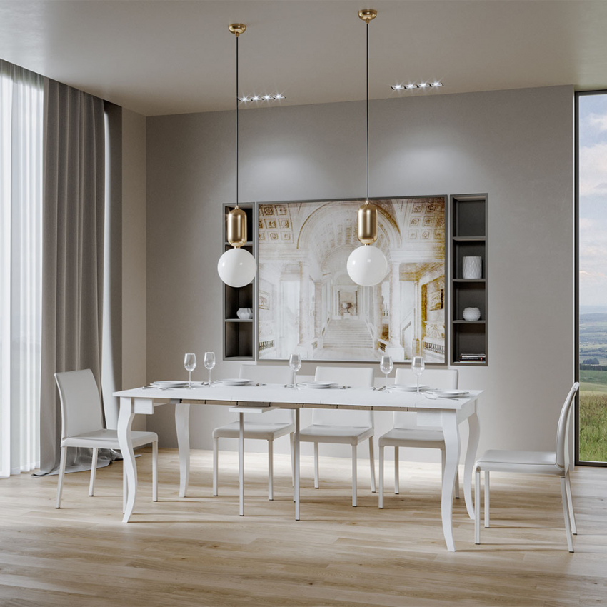 Olanda Classic Extendable Console Table 90x48-308cm Ash White — 4
