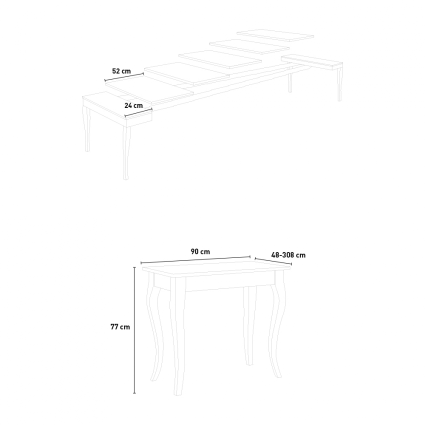 Olanda Classic Extendable Console Table 90x48-308cm Ash White — 6