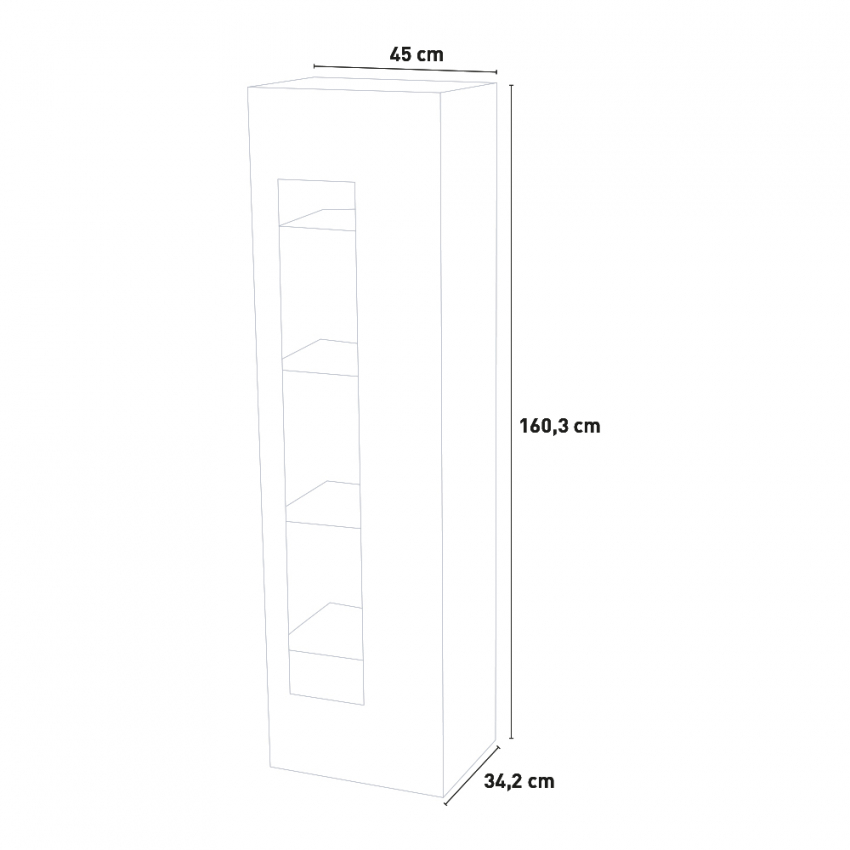 White Kitchen and Living Room Display Cabinet with 4 Glass Shelves Daiquiri — 6