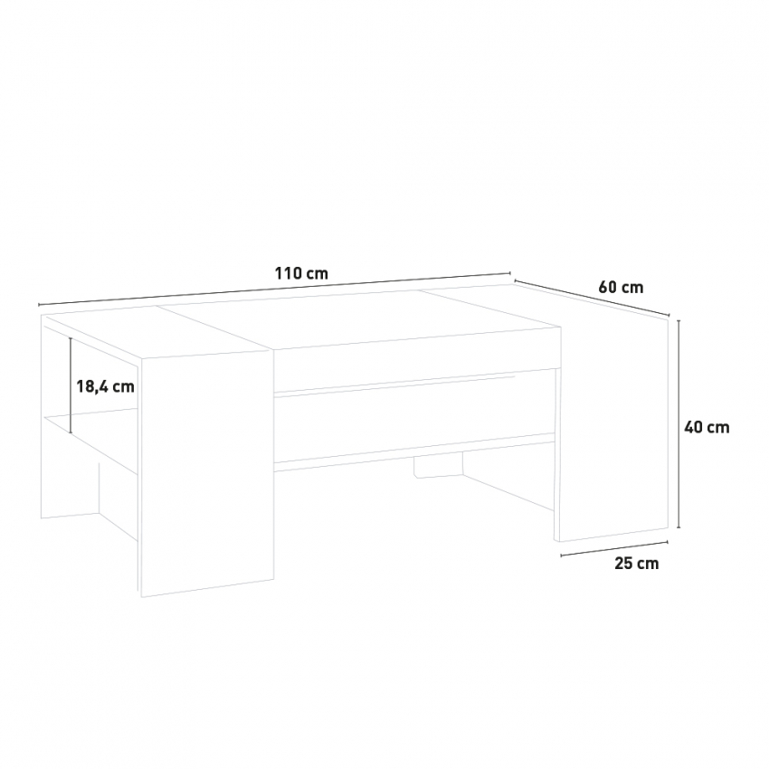 Bicolor Coffee Table, Living Room Sofa Design, 110x60cm, Cherry Acero — 6