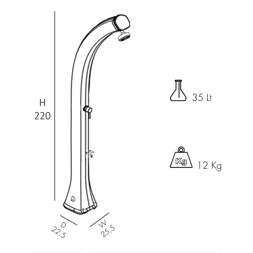 Outdoor Solar Shower 35L Happy XL Arkema Design H400 — 9