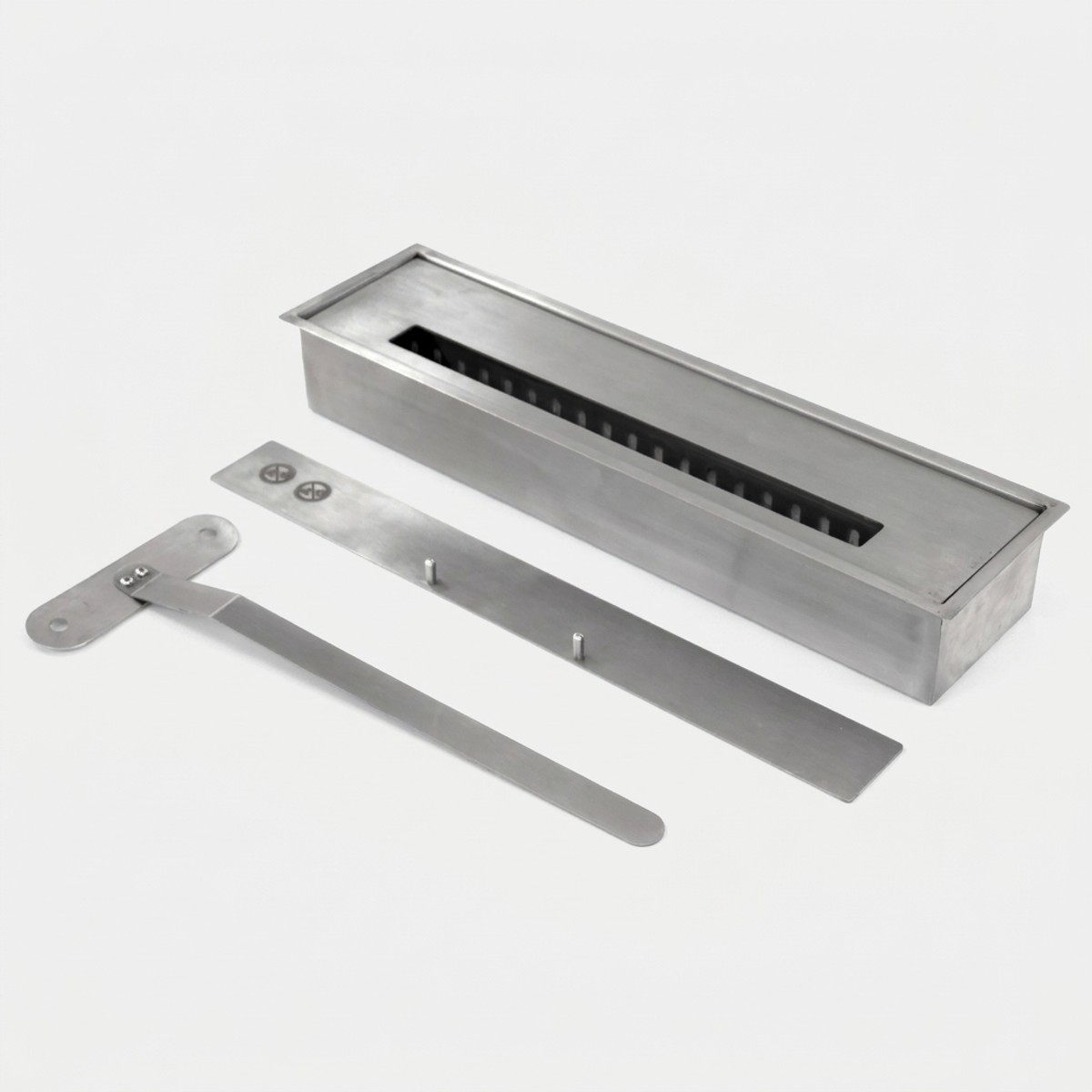 Stainless steel built-in bioethanol fireplace insert Velt — 3
