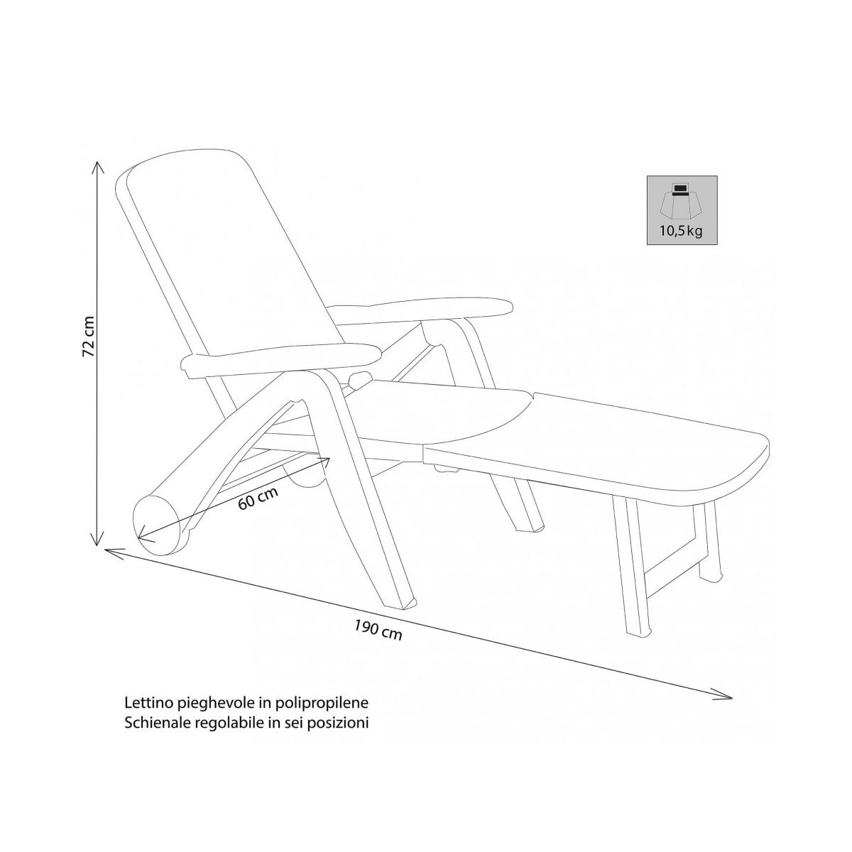 Cancun Foldable Garden Sun Lounger in White Resin with Wheels — 4