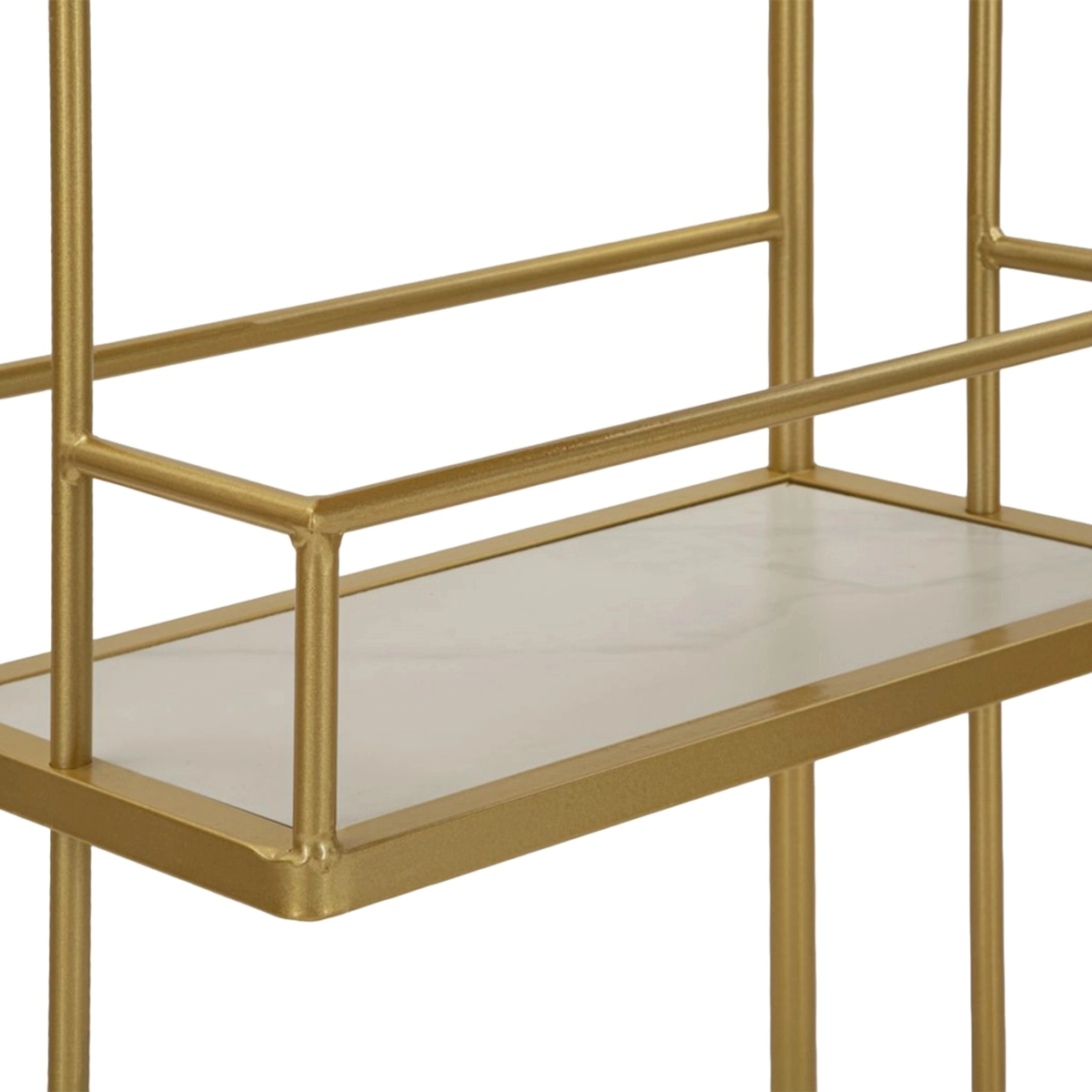 Modern Home Bar Table with Shelves and Faux Marble Top Luxy — 6