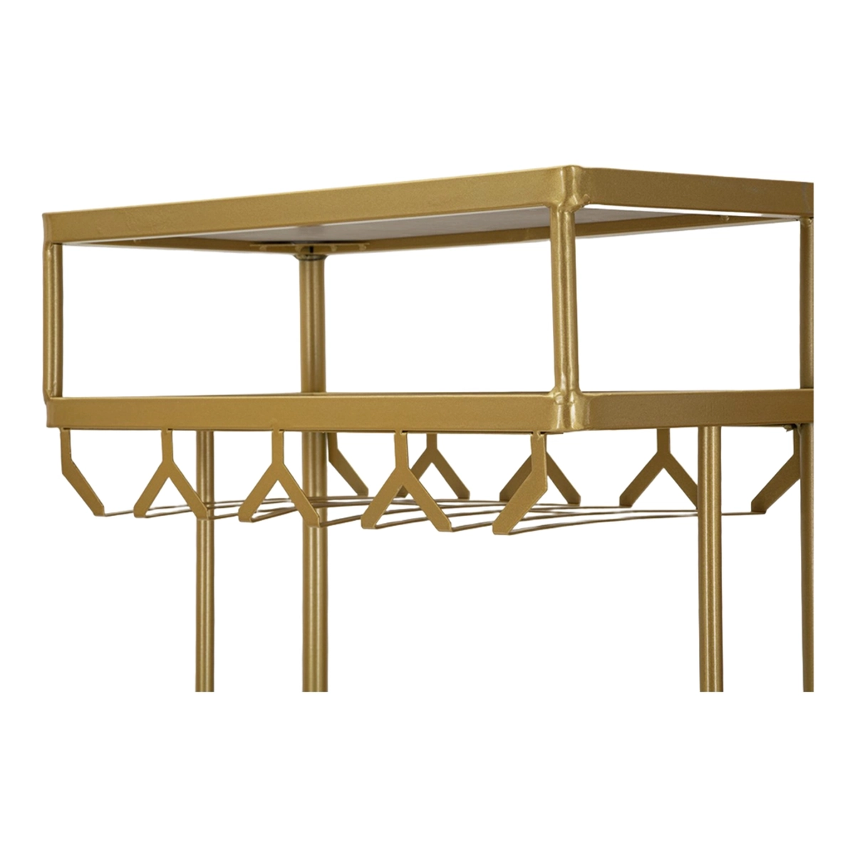 Modern Home Bar Table with Shelves and Faux Marble Top Luxy — 8