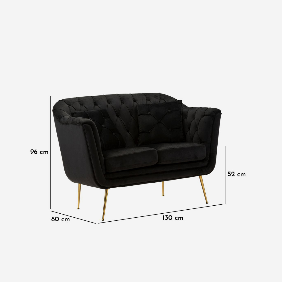 Budapest 2 Seater Tufted Loveseat Sofa with Cushions — 5