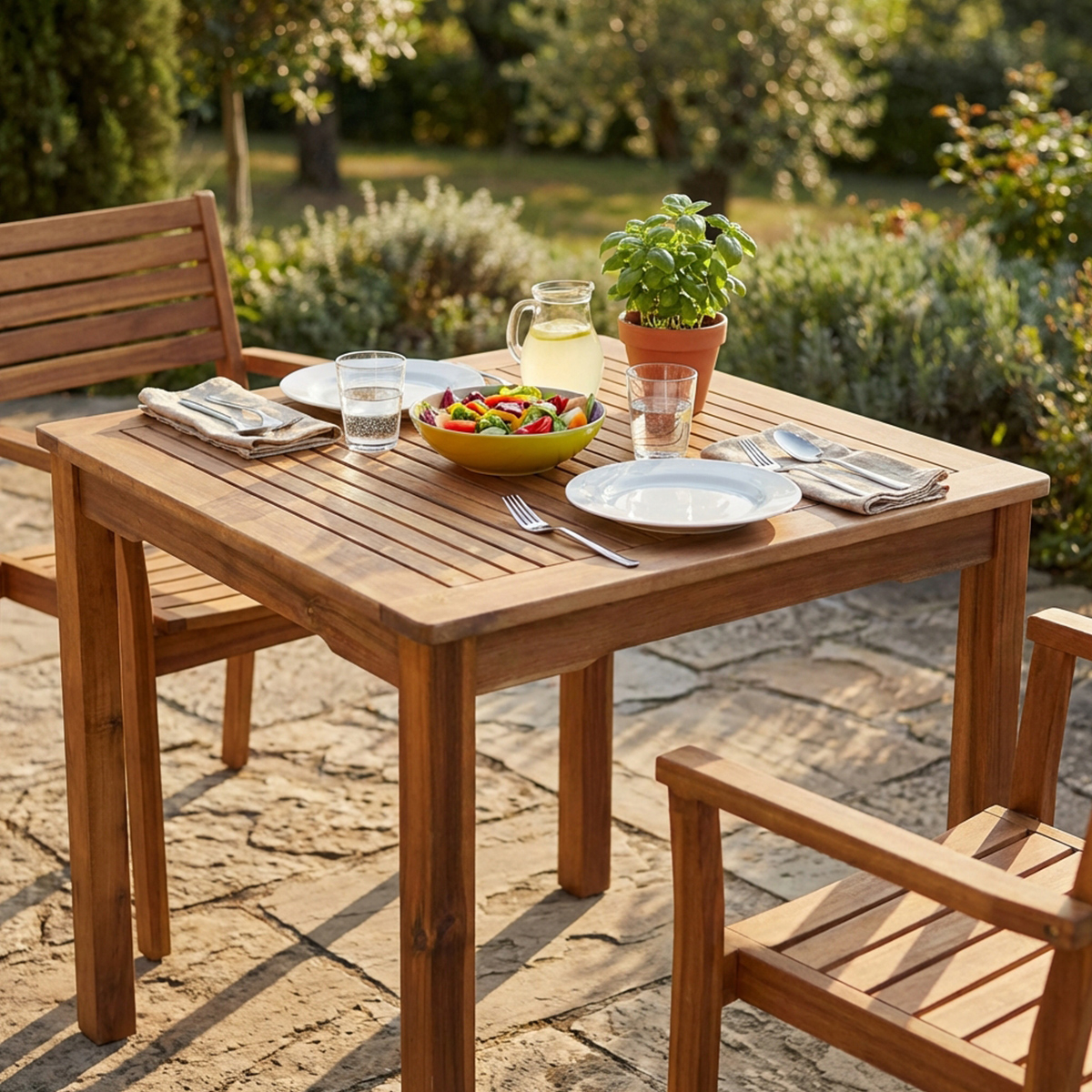 Cosma Square Acacia Wood Garden Table 80x80 cm — 2