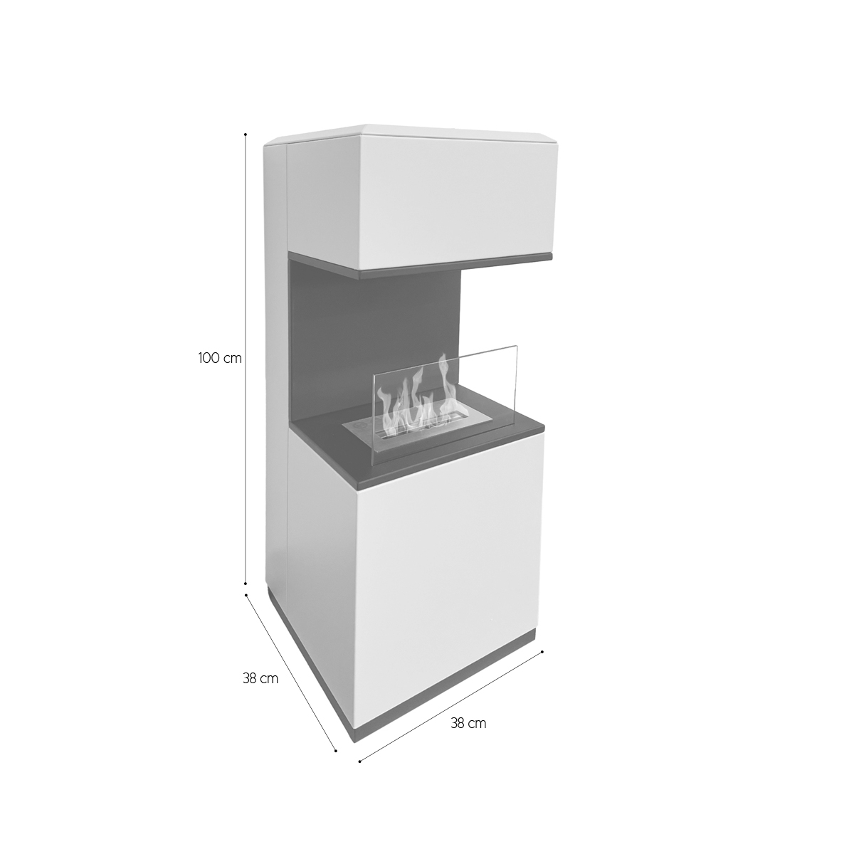 Divina Fire Oslo Freestanding Bioethanol Fireplace in Steel 38x38x100 cm — 9