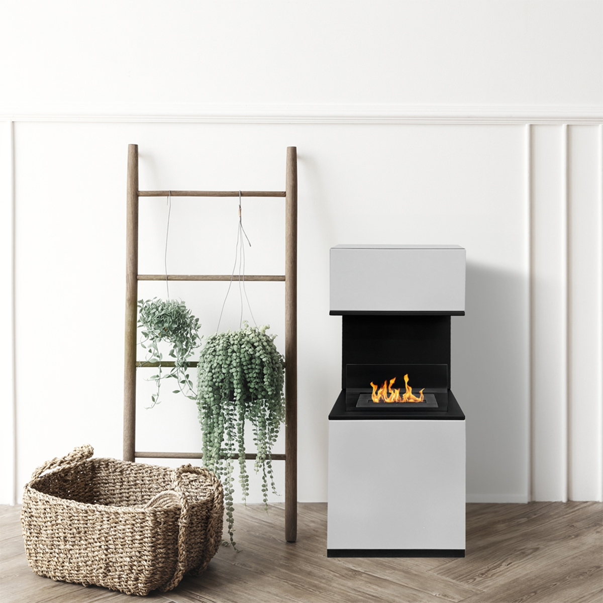 Divina Fire Oslo Freestanding Bioethanol Fireplace in Steel 38x38x100 cm — 2