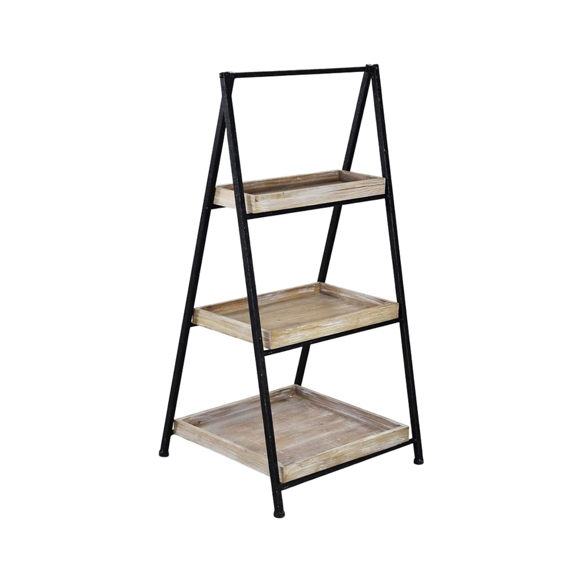 3-Tier Industrial Metal and Wood Bookcase Shelf Braiden — 5