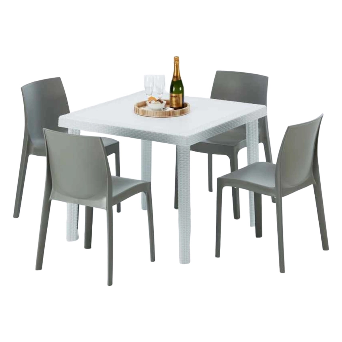 Rome Love Set White Square Table 90x90 cm and 4 Grand Soleil Chairs — 1