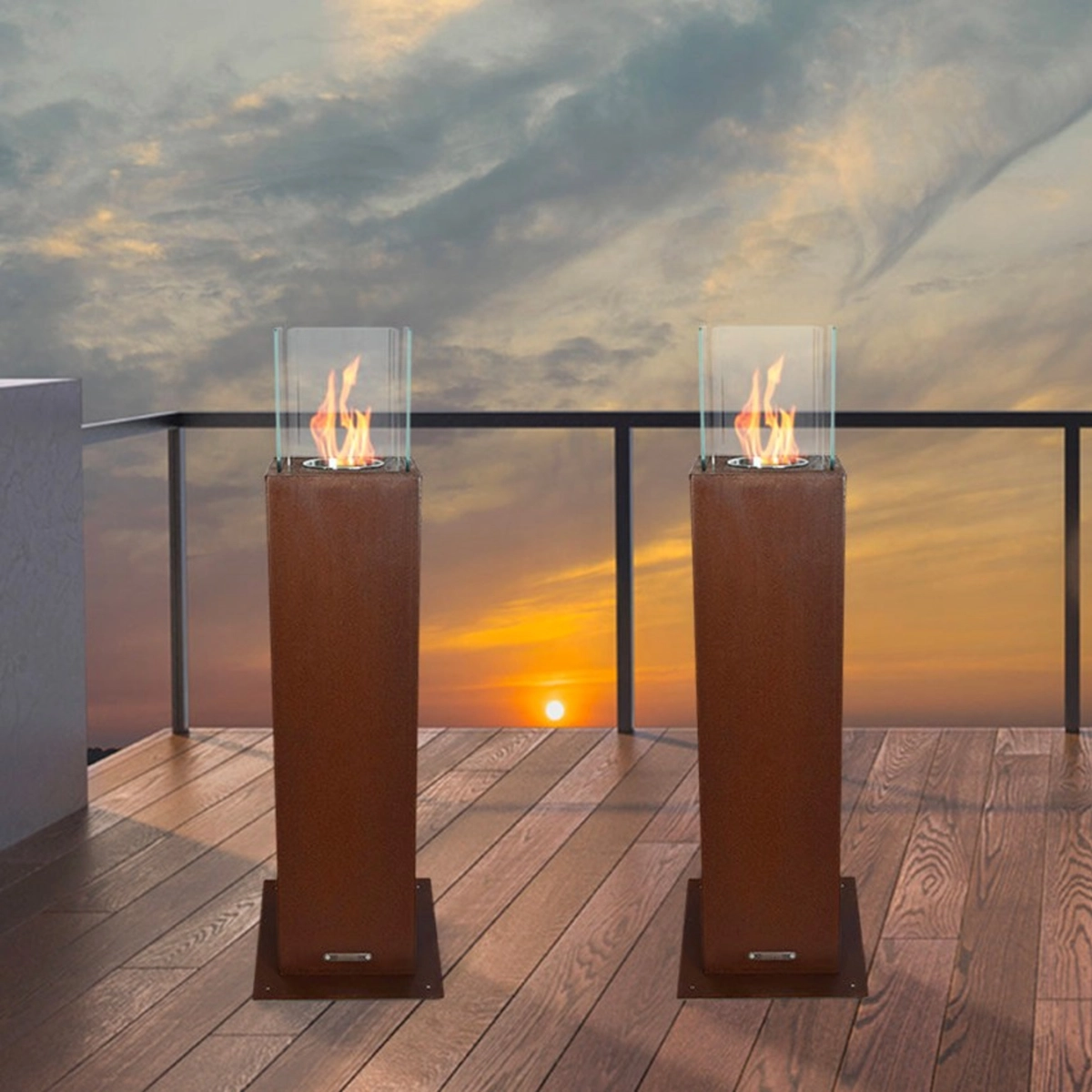 Freestanding Bioethanol Column Fireplace for Indoor and Outdoor Use - 70 cm — 2