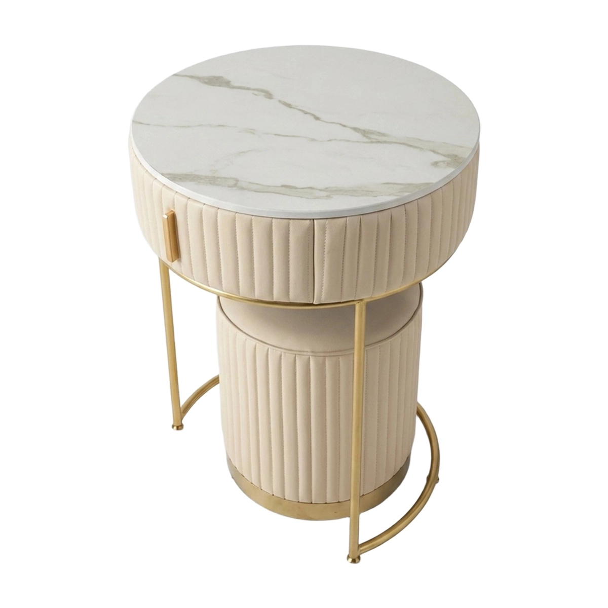 Pok Round Bedroom Dressing Table with Matching Pouf — 5