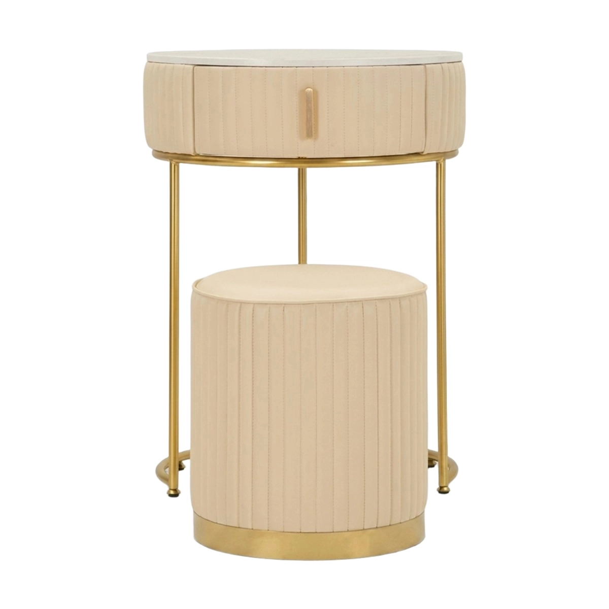 Pok Round Bedroom Dressing Table with Matching Pouf — 6