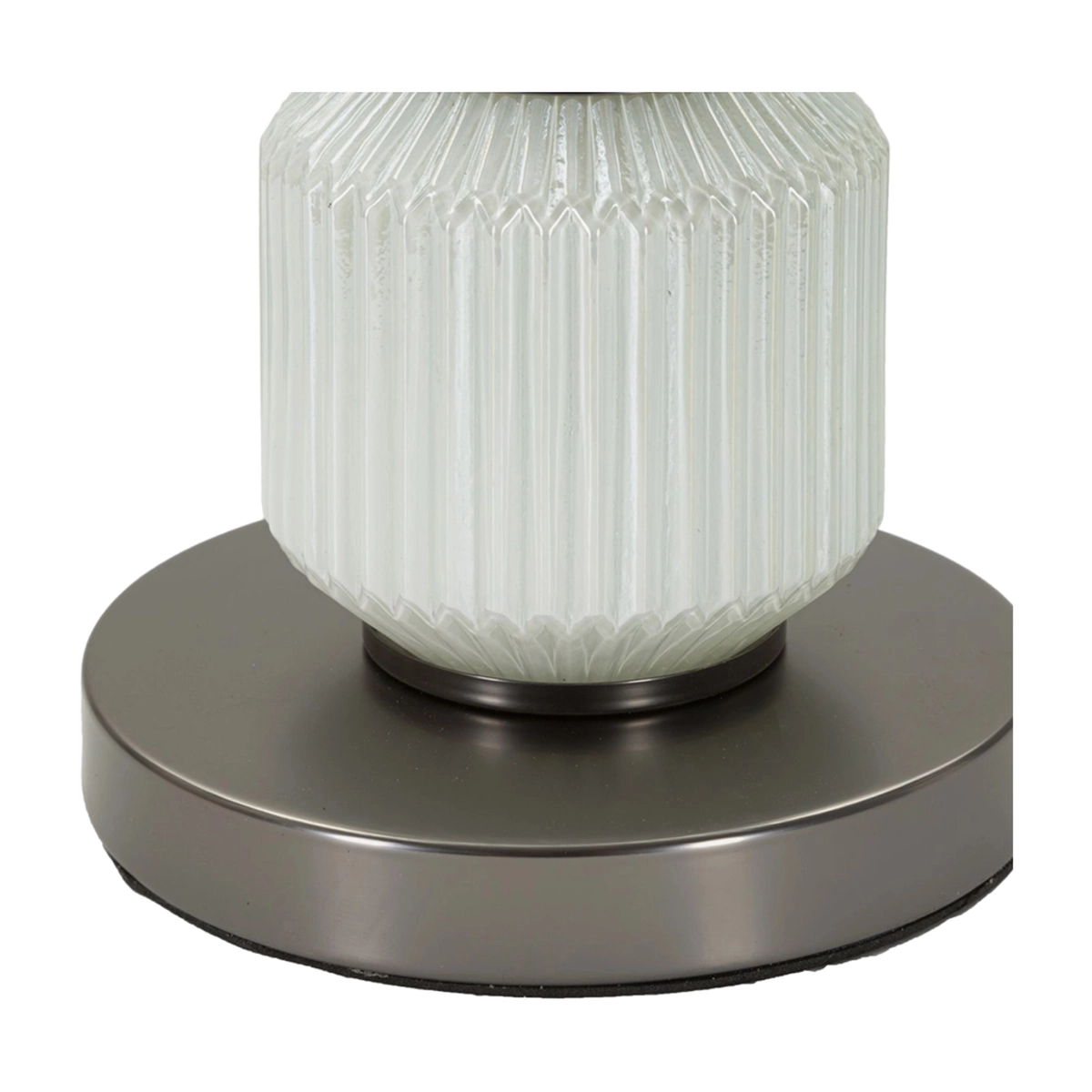 Bright Three Table Lamp in Glass and Fabric Shade — 6