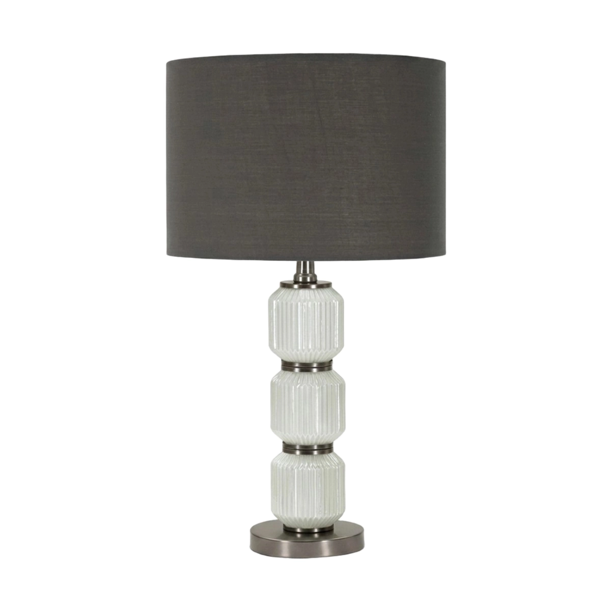Bright Three Table Lamp in Glass and Fabric Shade — 1