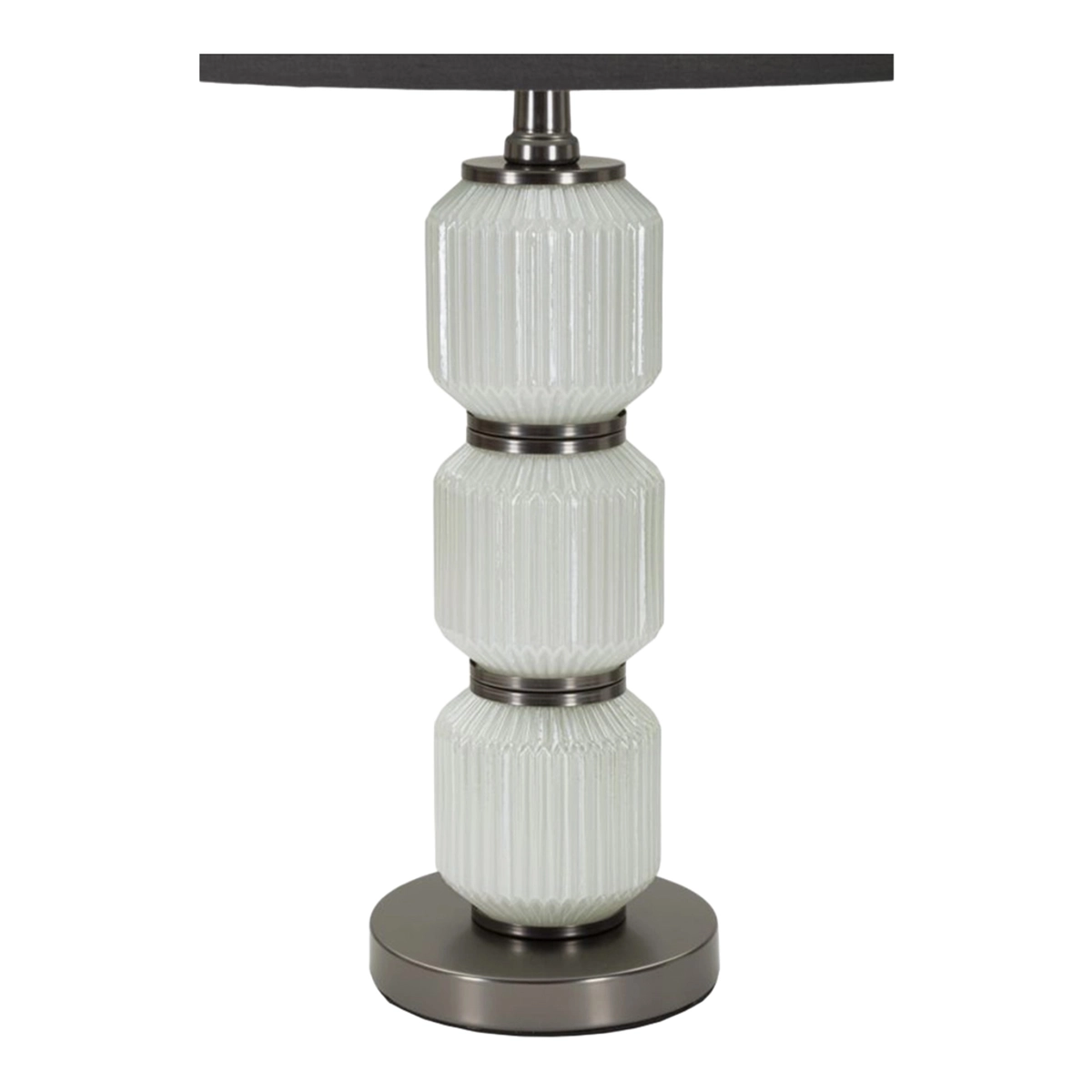 Bright Three Table Lamp in Glass and Fabric Shade — 5