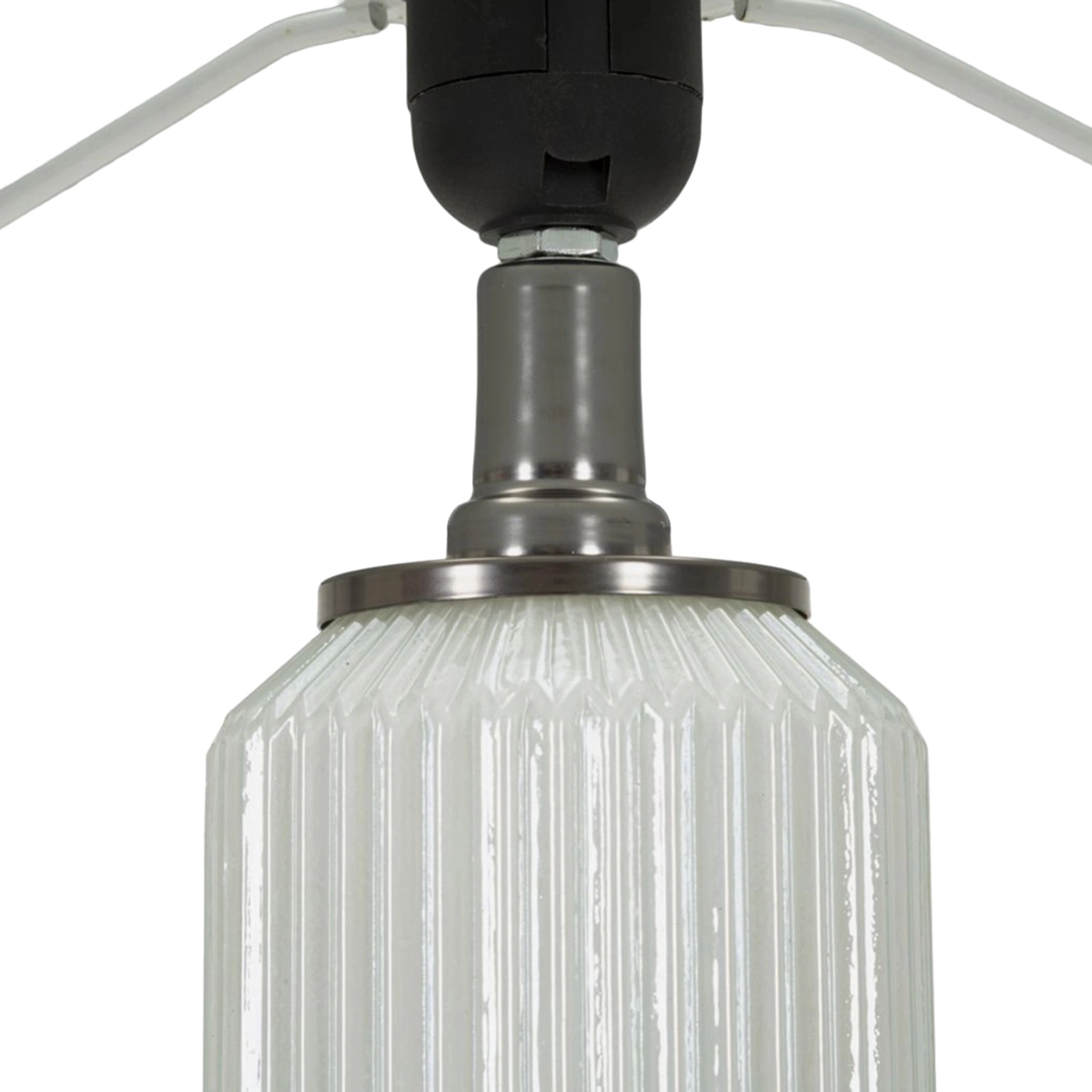 Bright Three Table Lamp in Glass and Fabric Shade — 4