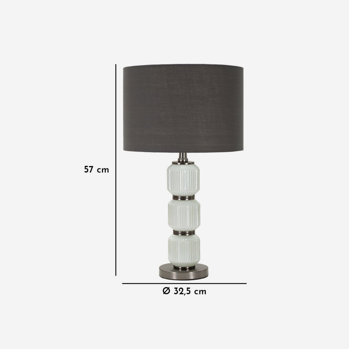 Bright Three Table Lamp in Glass and Fabric Shade — 3