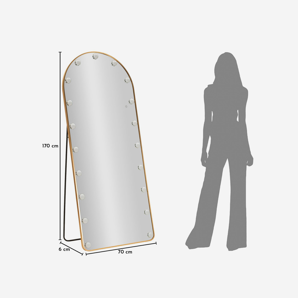 Arched Full-Length LED Floor Mirror Hollywood Arco — 3