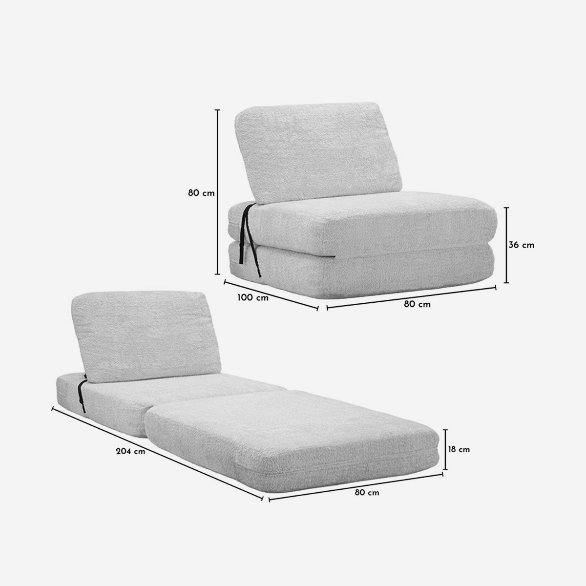 Faster Modern Space-Saving Single Sofa Bed in Bouclé Fabric — 10