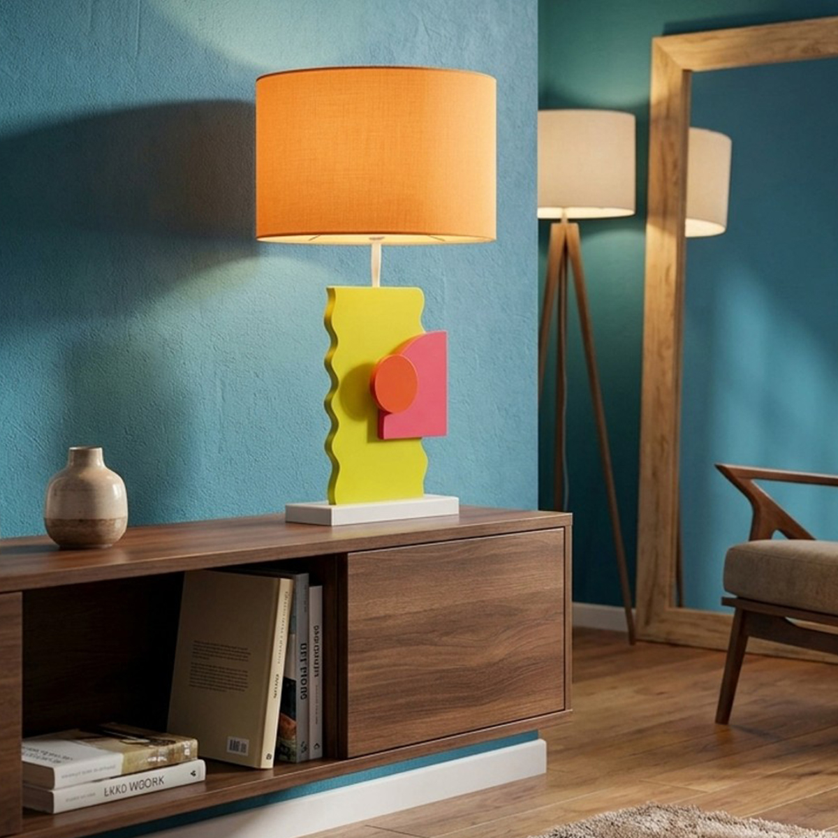 Color B Futuristic Table Lamp in MDF and Fabric — 2