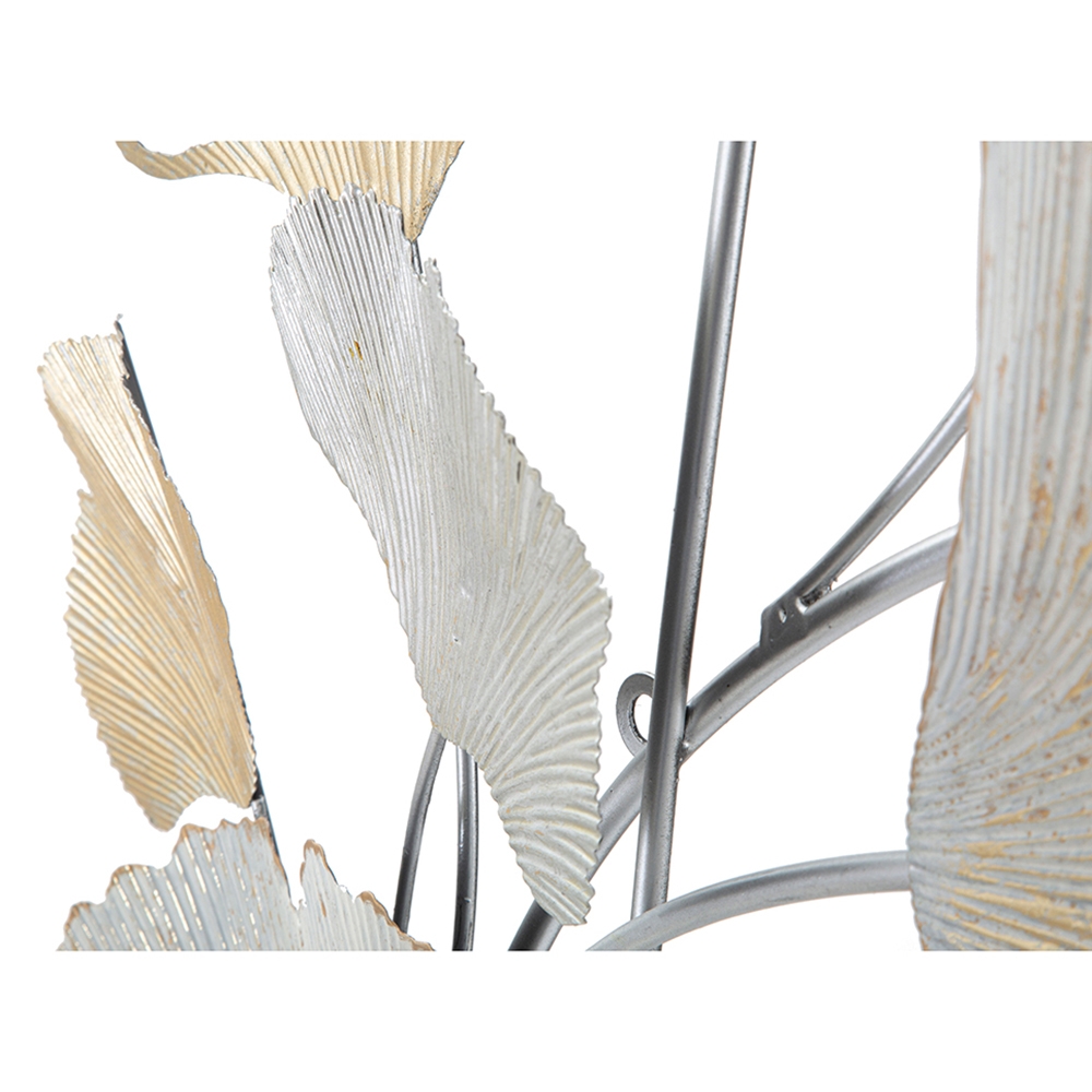 3D Metal Wall Art Panel with Leaves Ginko Silvy Mauro Ferretti — 5
