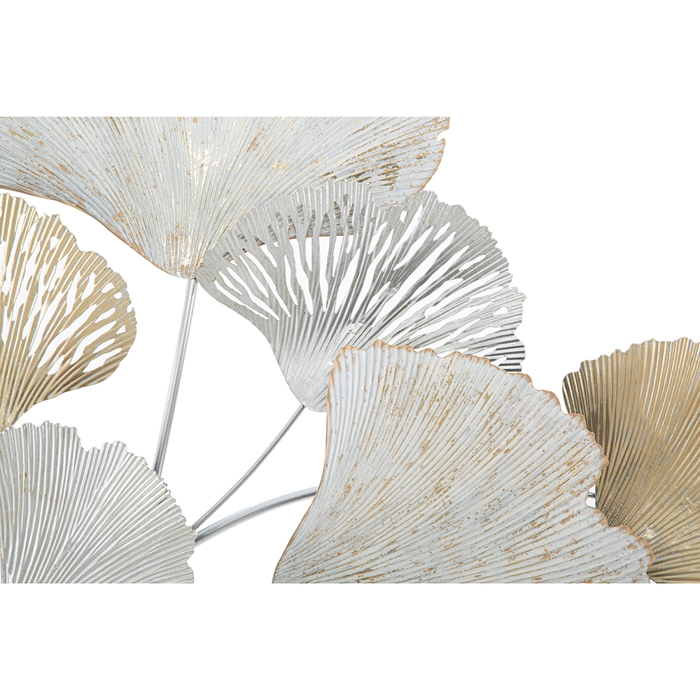 3D Metal Wall Art Panel with Leaves Ginko Silvy Mauro Ferretti — 4
