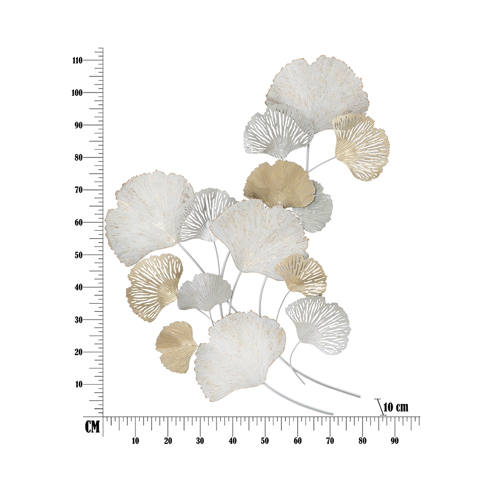 3D Metal Wall Art Panel with Leaves Ginko Silvy Mauro Ferretti — 6