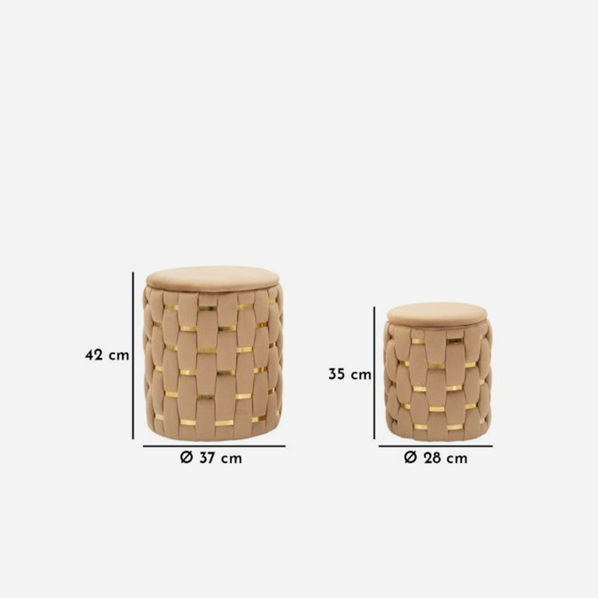 Set of 2 Shanty braided upholstered storage ottomans — 6