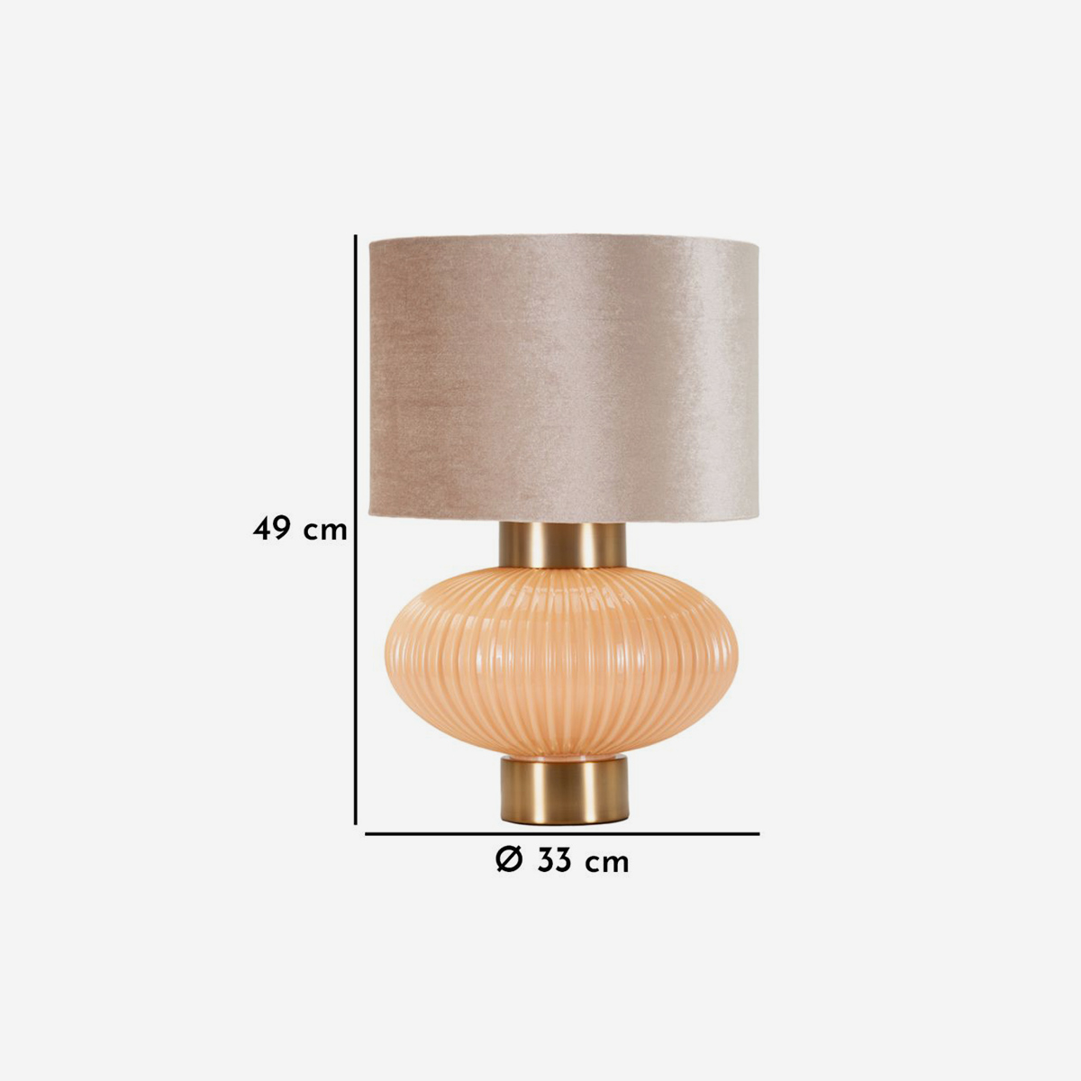 Table lamp in fluted glass and Tessuto shade Ø 33x49 cm Perly B — 3