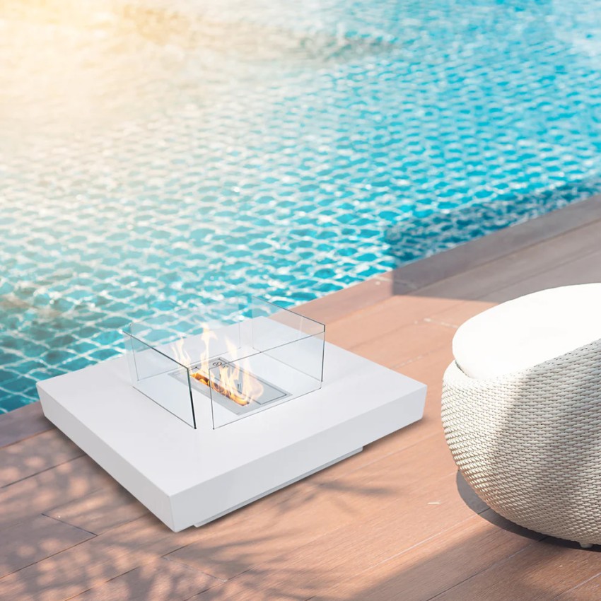 Square Floor Bioethanol Fireplace 70x70cm Indoor Outdoor Panarea Divina Fire — 10