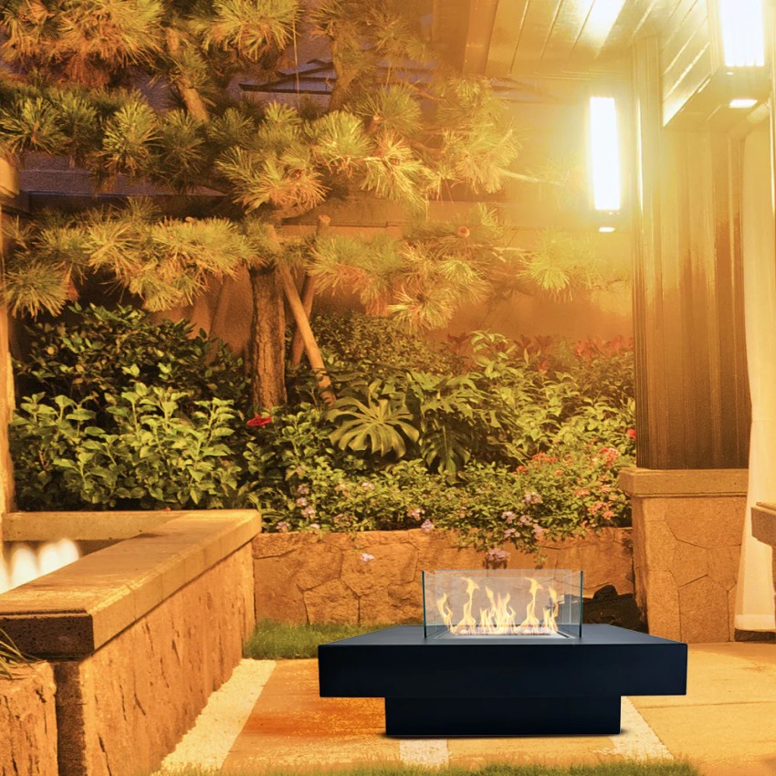 Square Floor Bioethanol Fireplace 70x70cm Indoor Outdoor Panarea Divina Fire — 2