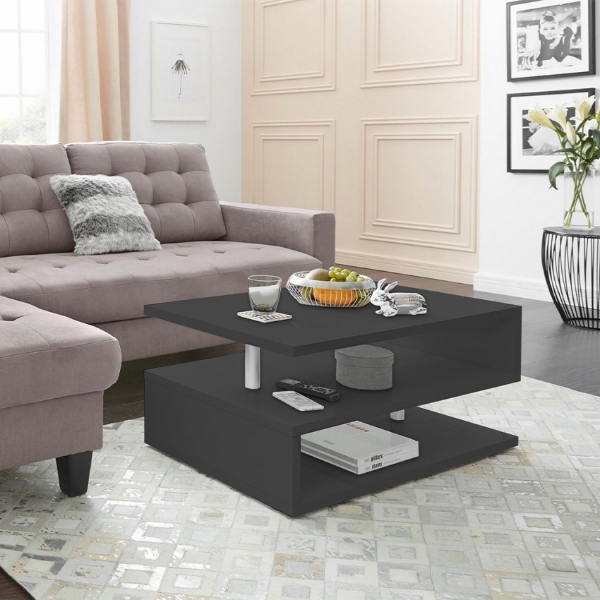 Modern Rectangular Coffee Table with 2 Shelves Zeta 90 — 2