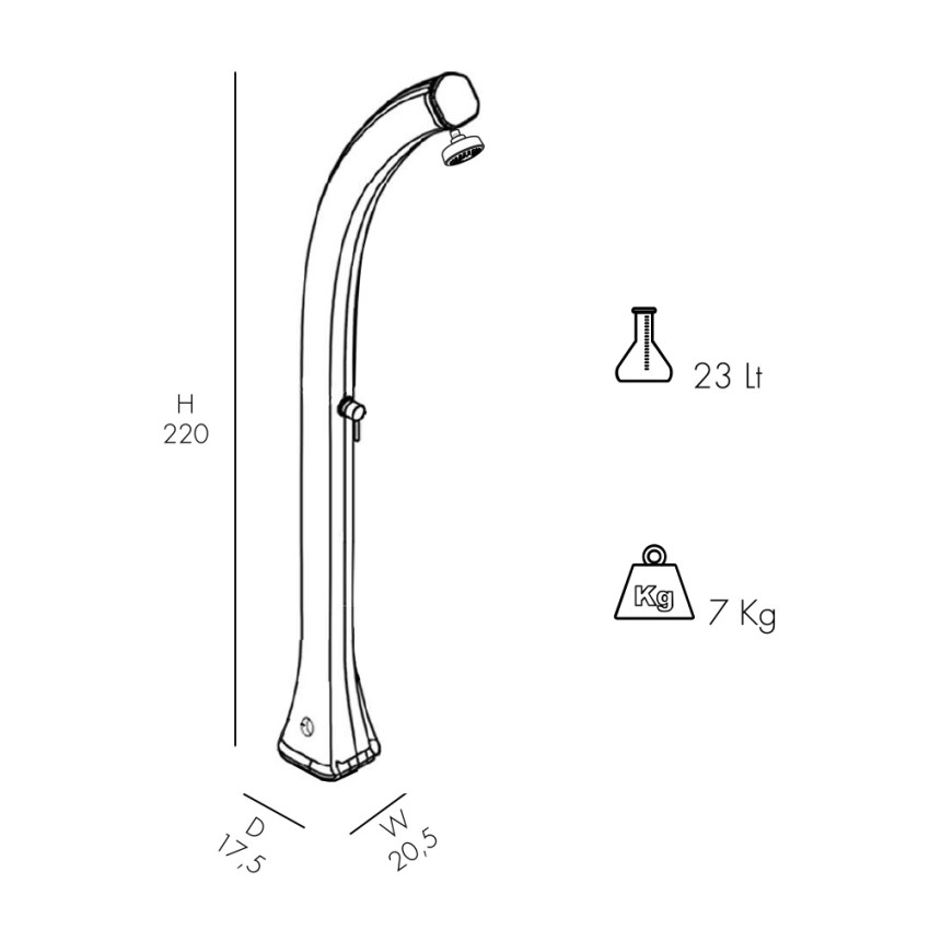 Arkema Design Happy H100 23L Outdoor Garden Solar Shower — 9