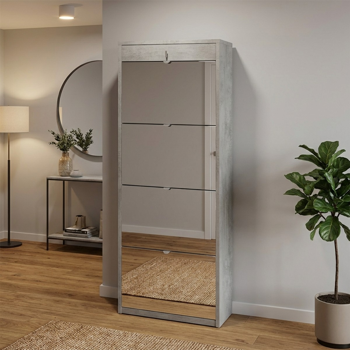 Glimt 4-door mirrored shoe cabinet with drawer Sarmog — 2