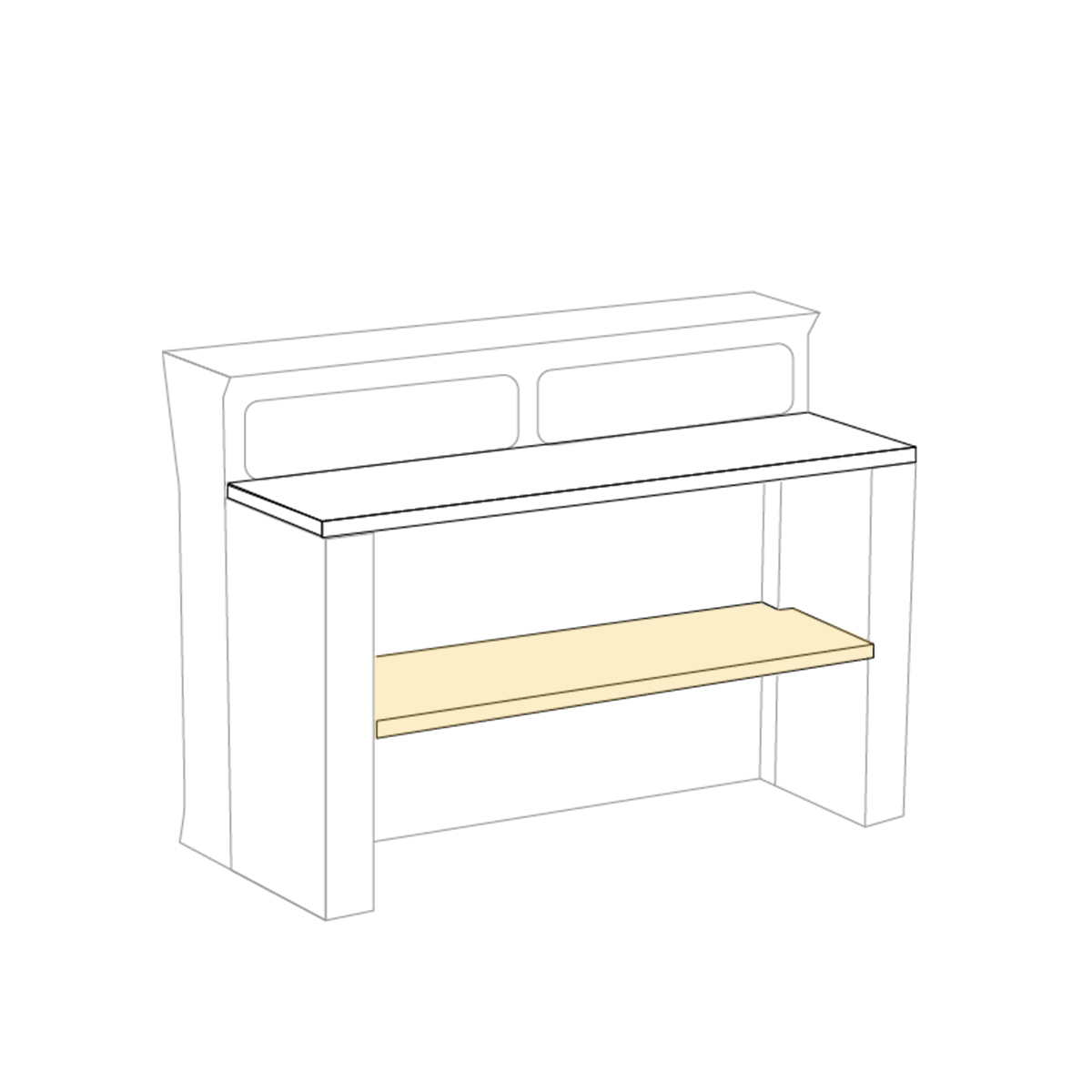Bar peninsula top in HPL 140 cm for Marvy counter — 2