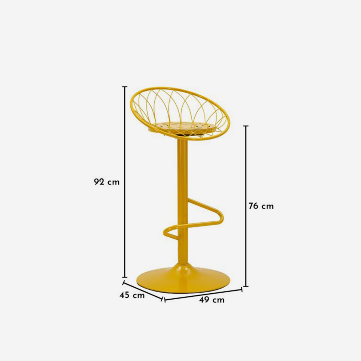 Clox Modern Metal Bar Stool with Backrest and Footrest — 6