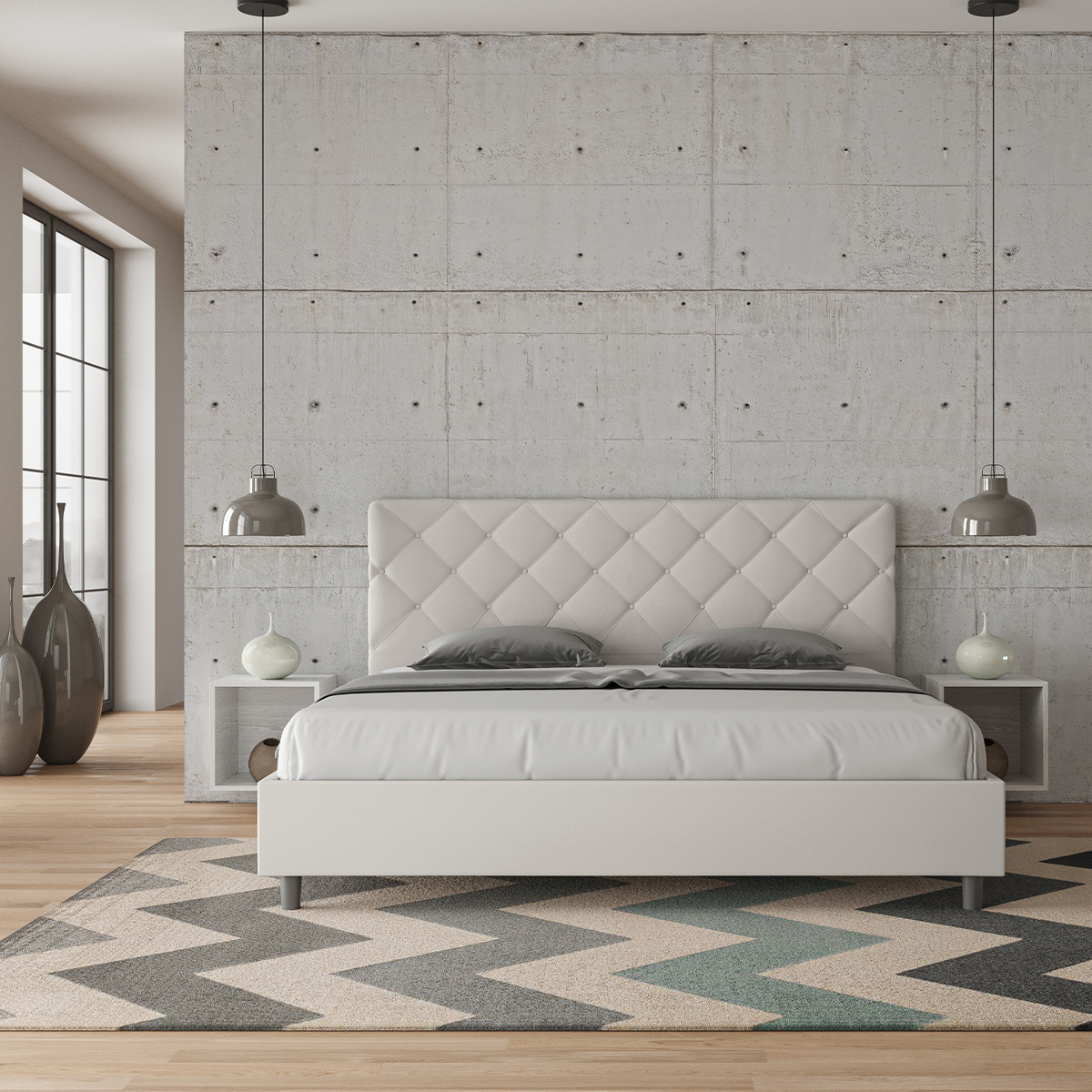 King size storage double bed 180x200 faux leather Priya K — 3