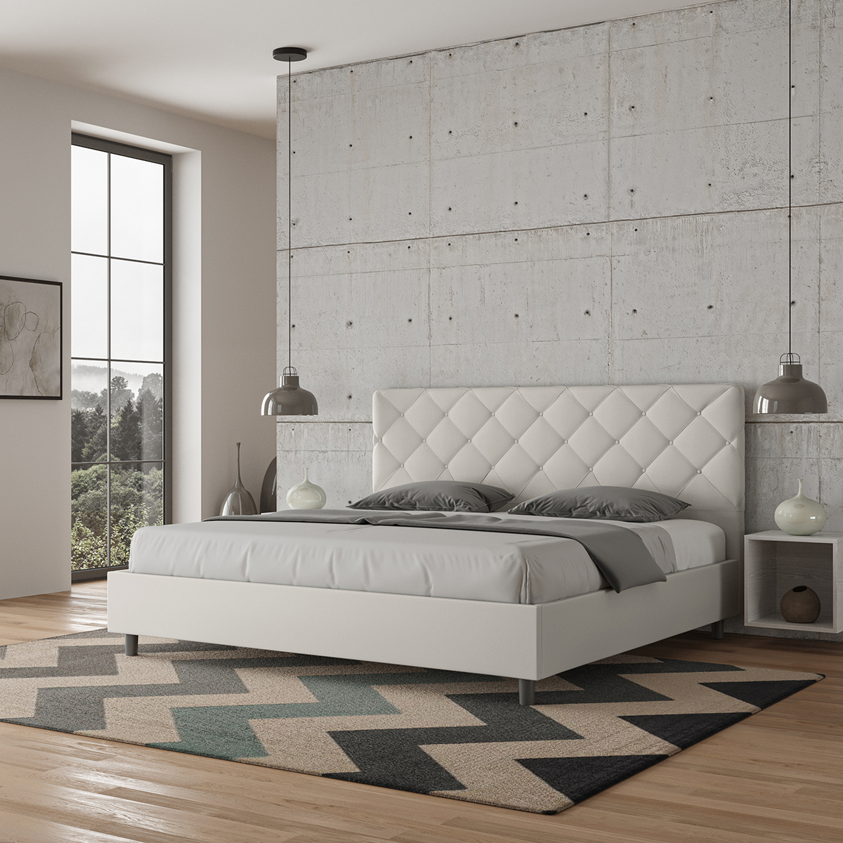 King size storage double bed 180x200 faux leather Priya K — 2