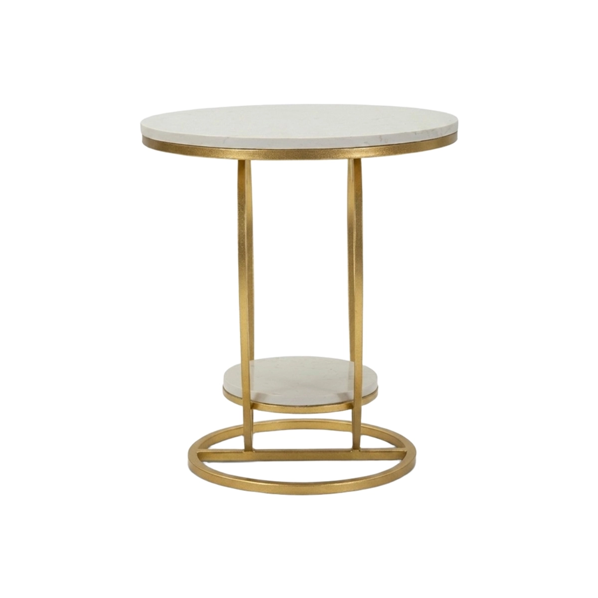 Heart Round Metal Side Table with Marble Effect Shelves — 4